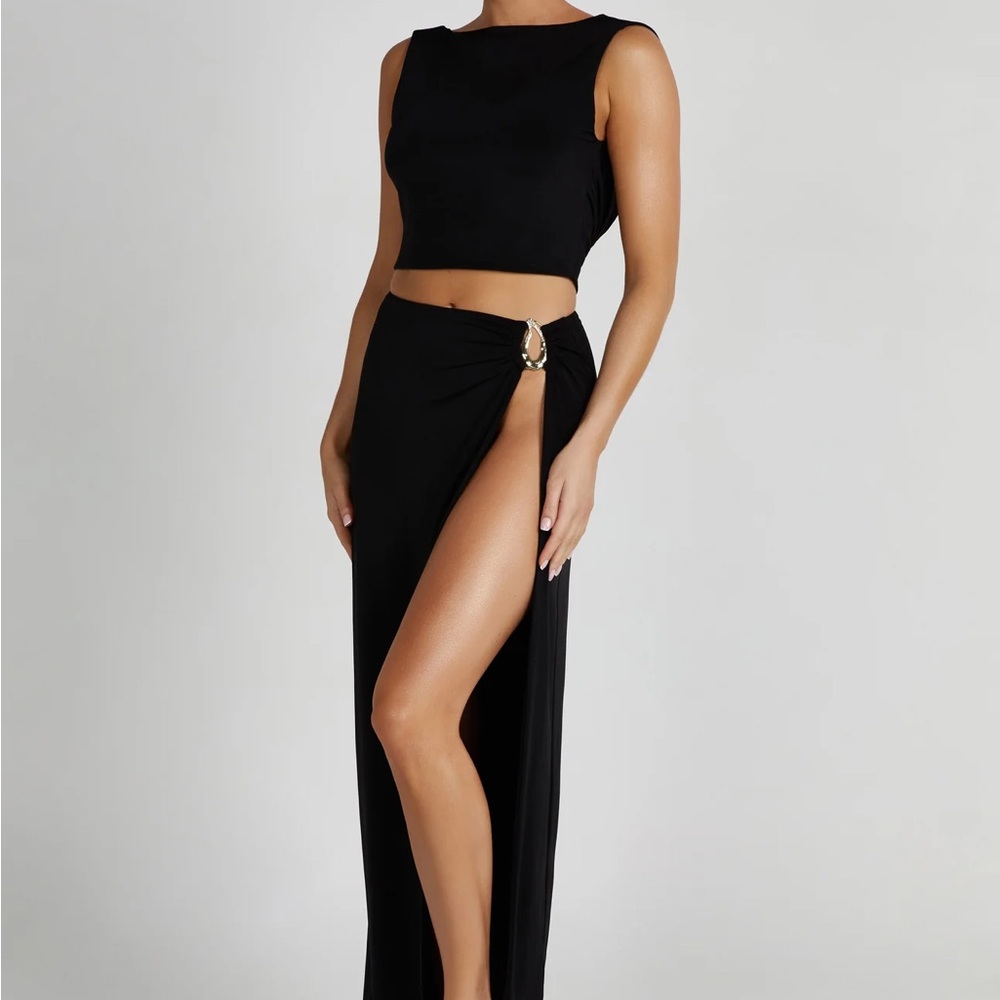 Meshki Suri Slinky Cowl Top and matching skirt